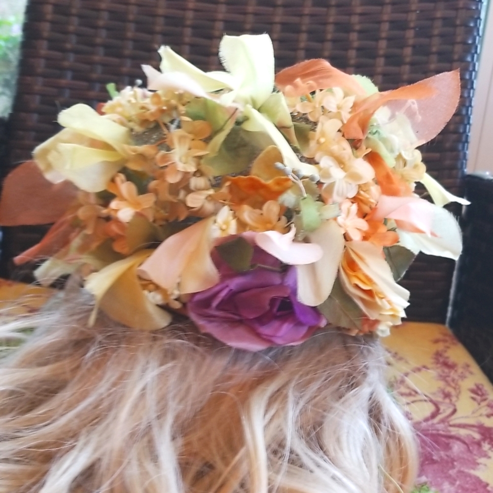60s CHRISTIAN DIOR Luxury EASTER 7" Flowers Ribbon UNION Garden Chapeaux Hat EVC - Picture 12 of 16